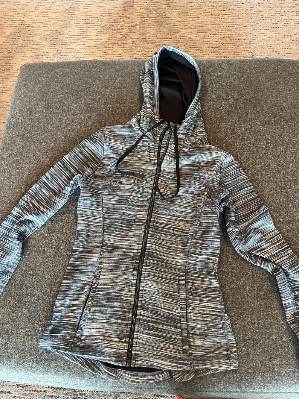 lululemon athletica Striped Heathered Zip Hoodie in Gray